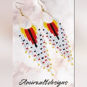 Beaded oval tassel Earrings